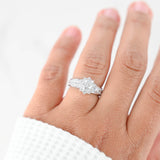 18K White Gold Diamond Solitaire With Halo And Accents Diamonds Engagement Ring 1.12Ctw