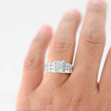 14K White Gold Diamond Cluster Engagement Ring 0.90Ctw