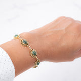 Pulsera de jade vintage de oro amarillo de 14 quilates