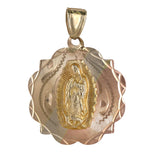 14k Tri-Tone Gold Diamon-Cut Lady Guadalupe And Crist Pendant