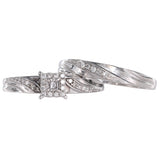 10k White Gold Princess Cut Diamond Wedding Ring Set