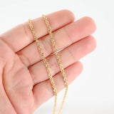 14K Yellow Gold Rope Link Diamond-Cut Solid Chain 18"