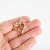 14K Yellow Gold Diamond Channel Set Heart Pendant 0.33Ctw