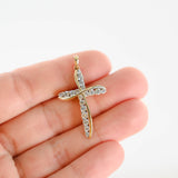 14K Yellow Gold Diamond Graduated Flowing Cross Pendant 0.67Ctw