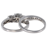 14k White Gold Diamond Engagement Ring And Wedding Band Set