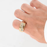 Anillo tipo sello de diamantes vintage en oro amarillo de 14 k