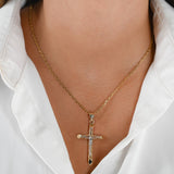 14K Two-Tone Gold Openwork Jesus Crucifix Cross Pendant