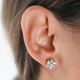 18K White Gold Diamond Floral Stud Earrings 1.36Ctw