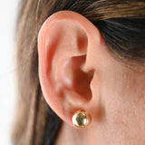 18K Yellow Gold Ball Studs With Diamond-Cut Bead Backing