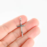 14K White Gold Wavy Cross Pendant 1.6g