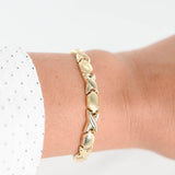 14K Yellow Gold Vintage Puffy XO Satin and Polished Bracelet