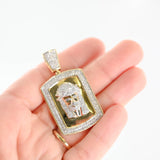 10K Yellow Gold Diamond Jesus Piece Dogtag Pendant 1.43Ctw