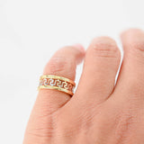 18K Two-Tone Gold Greek Key Pattern Band Ring