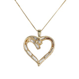 10k Yellow Gold 20” Petite Box Chain Necklace with Diamond Heart Pendant