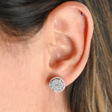 14K White Gold Diamond Cluster Round Stud Earrings 1.04Ctw