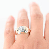 14K Yellow Gold Solitaire Diamond Halo Ring 0.53Ctw