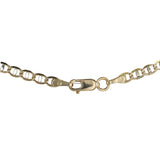 14K Yellow Gold Mariner Curb Link White Rhodium Diamond-Cut Accents Chain