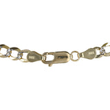 14K Yellow Gold Diamond-Cut Rhodium Accent Curb Link Chain