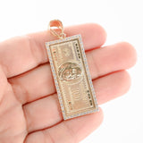 10K Yellow Gold Cubic Zirconia $100 Bill Pendant 7.3g