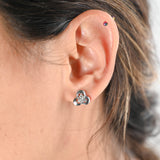 14k White Gold Diamond Triplet Set Ring and Stud Earring Set