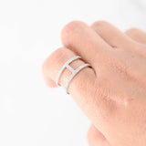 14k White Gold Double Bar Diamond Ring