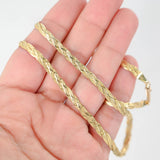 14K Yellow Gold Herringbone Braided Twisted Link Chain Necklace