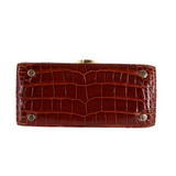 Salvatore Ferragamo Crocodile Gancini 2-Way Top Handle Bag Brown