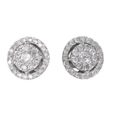 10k White Gold Cluster Diamond Round Earring and Pendant Jewelry Set