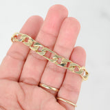 14K Yellow Gold Square Figaro Link Chain Bracelet