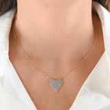 18k Yellow Gold White Topaz Heart Charm Necklace