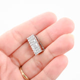 14K White Gold Diamond Cluster Rectangular Pendant 0.96Ctw