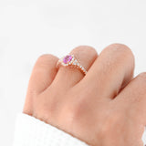 14K Rose Gold Oval Pink Sapphire And Diamonds Halo Ring