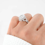 14K White Gold Diamond Cluster Engagement Vintage Cocktail Ring