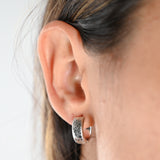 18k White Gold Animal Print Huggies Hoop Earrings