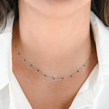 14K White Gold Blue Sapphire By the Yard Necklace