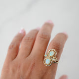 14K Yellow Gold Vintage Opal Cluster Cocktail Ring