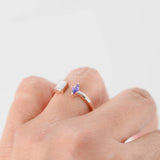 10K Rose Gold Diamond Lab Amethyst Moi Et Toi Open Cuff Ring