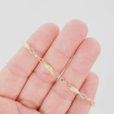 14K Yellow Gold Wave Curved Bar and Bead Link Bracelet/Anklet