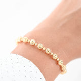 18K Yellow Gold Diamond Cut Hollow Bead Ball Bracelet