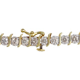 10K Yellow Gold Diamond Light Brown Tennis S-Link Bracelet 5.00Ctw