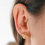 14K Yellow Gold Round Interwoven Stud Earrings