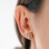 18K Two-Tone Gold Flowing Openwork Filligree Stud Earrings