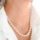 Classic Graduated Pearl Necklace for Women 14K White Gold Fishook Lock