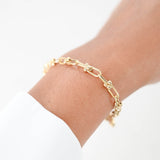 18K Yellow Gold U-link Hard wear Link Hollow Bracelet