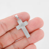 14K White Gold Jesus Crucifix With Prayer Cross Pendant