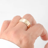 14K Yellow Gold Brushed And Polished Wedding Band Ring For Men