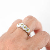 14K White Gold Yellow And White Fancy Diamonds Cluster Ring 0.51Ctw