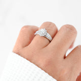 18K White Gold Diamond Solitaire With Halo And Accents Diamonds Engagement Ring 1.12Ctw