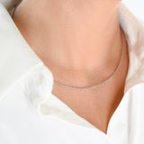 14K White Gold Woven Fancy Choker Necklace