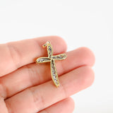 14K Yellow Gold Diamond Graduated Flowing Cross Pendant 0.67Ctw